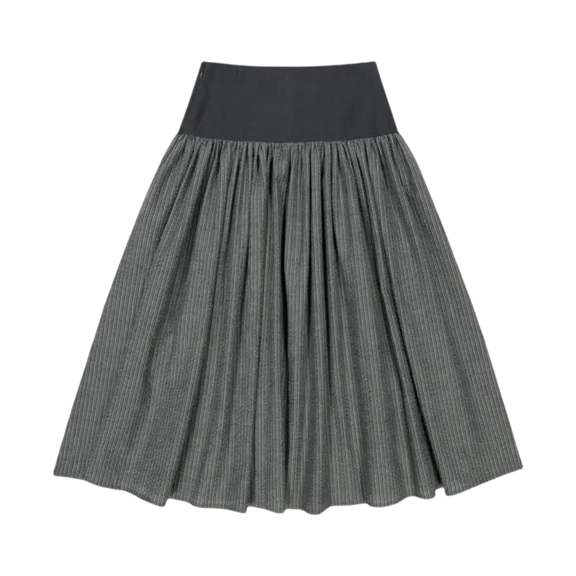 (W) 코이세이오 더블 버튼 스트라이프 스커트 블랙((W) Coyseio Double Button Stripe Skirt Black) - 2