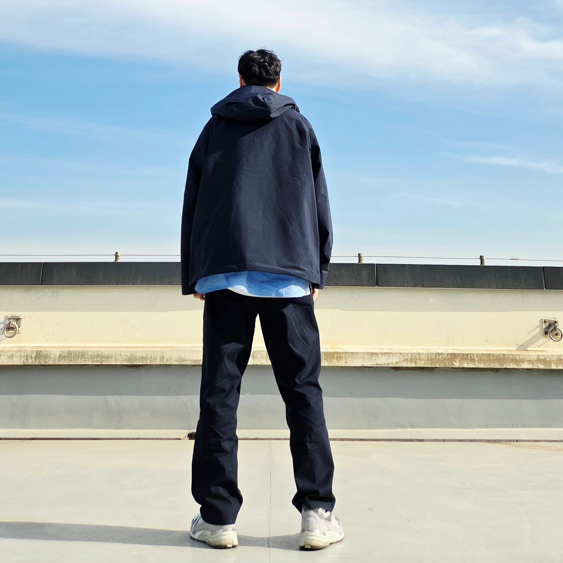 Nanamica 2L Nylon Gore-Tex Cruiser Jacket Navy, Nanamica Regular Collar Wind Shirt Sax 착용 스타일 - 6