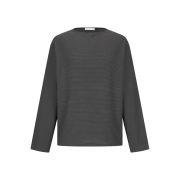 Amomento Stripe Boat Neck Long Sleeve Dark Brown - 26SS