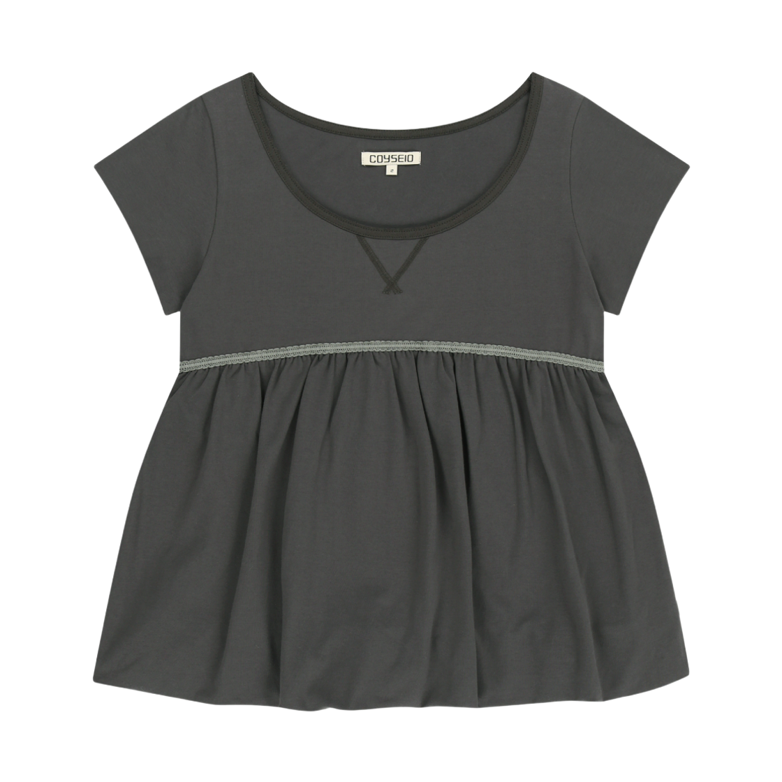 CY26SSTOTS005 COYSEIO Lace Balloon T-Shirt Dark Grey