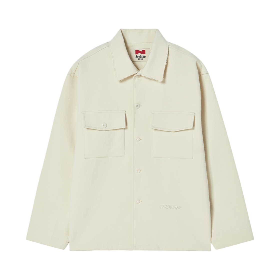엔 아카이브 컷팅 카라 테일러드 코튼 자켓 아이보리