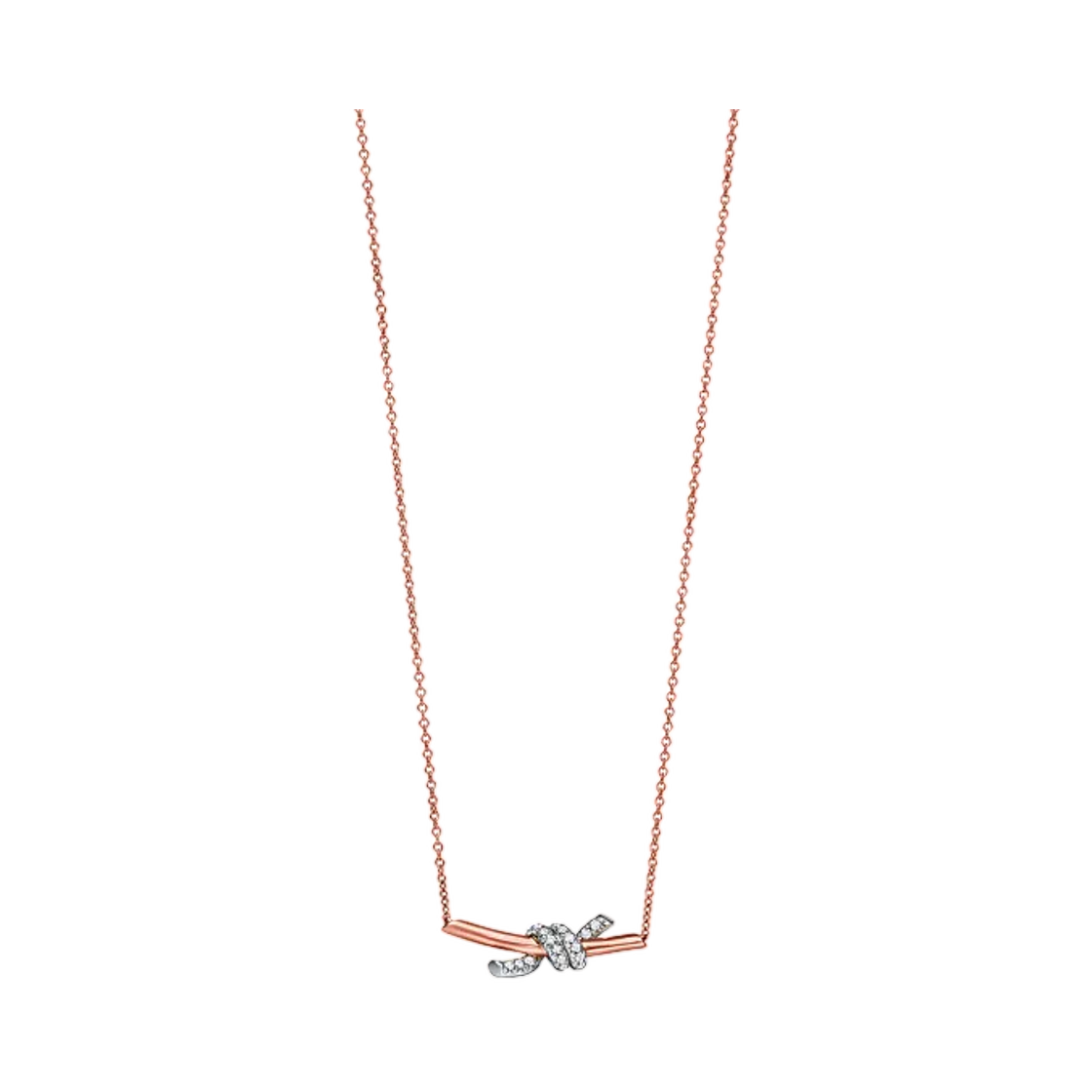 티파니 앤 코 티파니 노트 스몰 펜던트 로즈 골드 앤 플래티늄 다이아몬드(Tiffany & Co. Tiffany Knot Small Pendant Rose Gold and Platinum with Diamonds) - 1