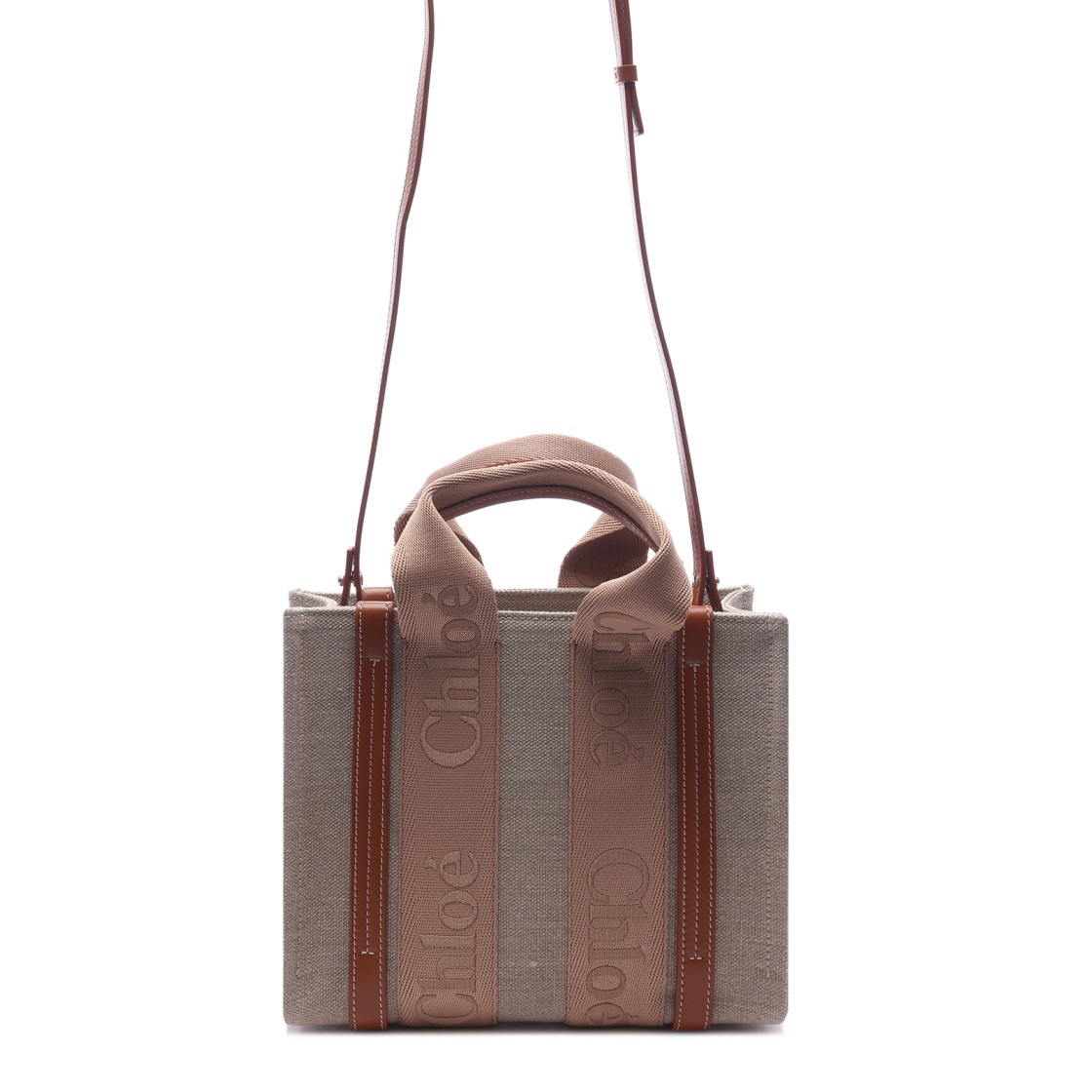 [20% 쿠폰] 끌로에 린넨 스몰 우디 토트백 소프트 탄([20% 쿠폰] Chloe Small Woody Tote Bag in Linen Soft Tan) - 4