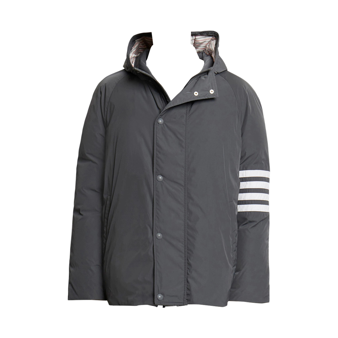 톰브라운 폴리 트윌 사선 사이드라인 풋볼 파카 미디움 그레이(Thom Browne Poly Twill 4-Bar Sideline Football Parka Medium Grey)