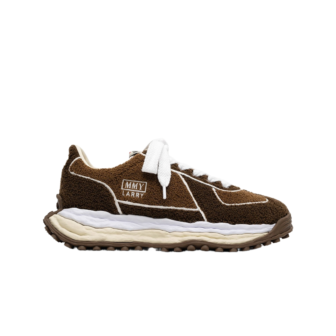 메종 미하라 야스히로 래리 OG 솔 셔닐 자수 캔버스 로우탑 스니커즈 브라운(Maison Mihara Yasuhiro Larry OG Sole Chenille Embroidered Canvas Low-Top Sneakers Brown) - 1