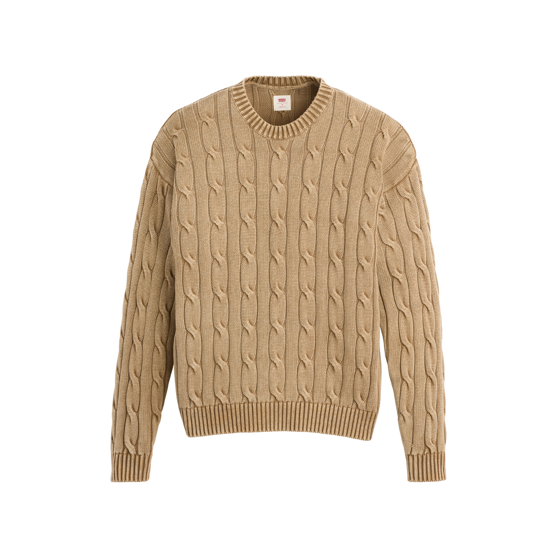 0058W-0003 Levi's Carmel Cable Crewneck Sweater Beige
