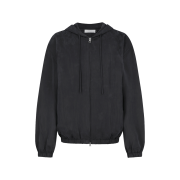 Amomento Cupro Hood Zip Up Jumper Black - 26SS