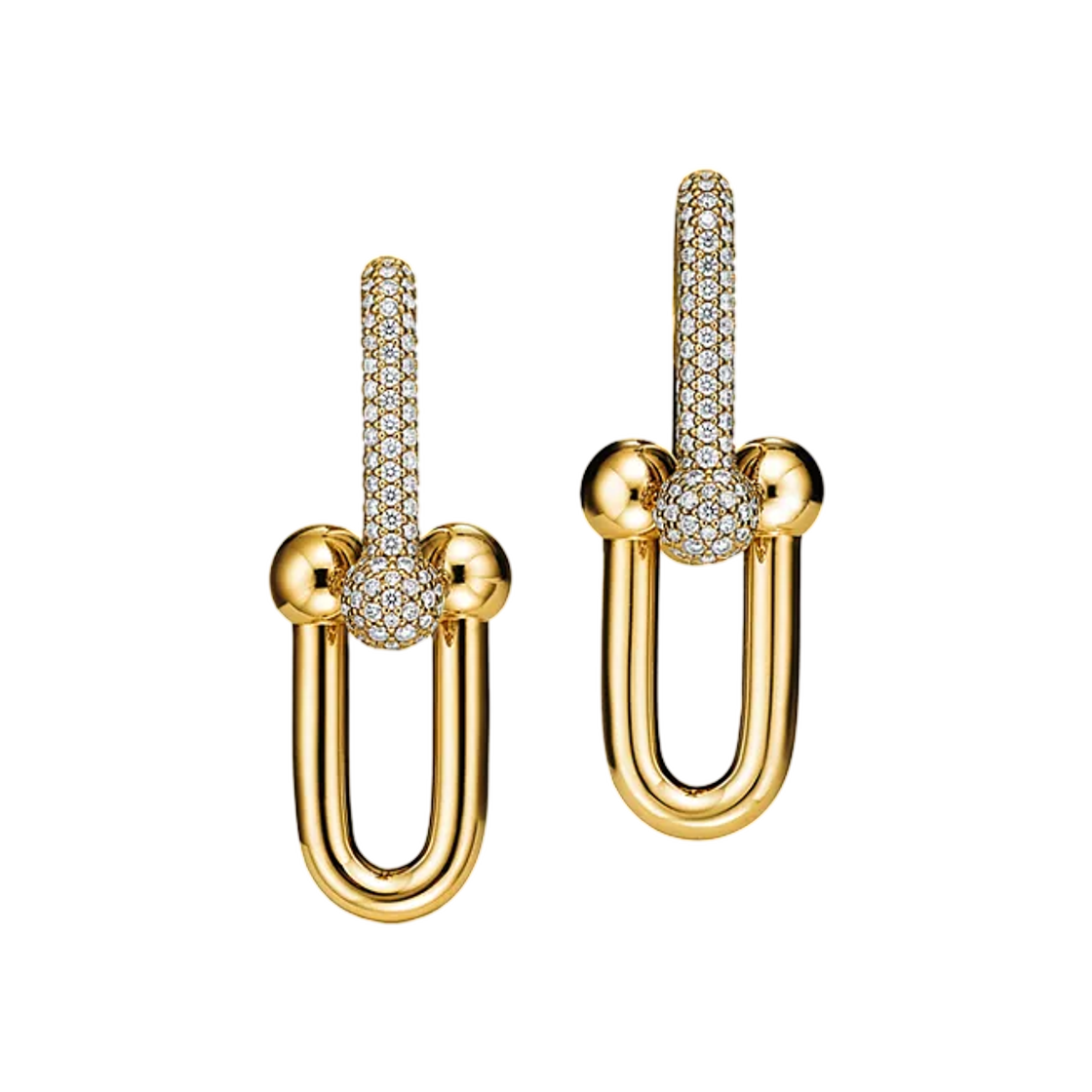 70353113 Tiffany & Co. Tiffany HardWear Large Link Earrings Yellow Gold with Pave Diamonds