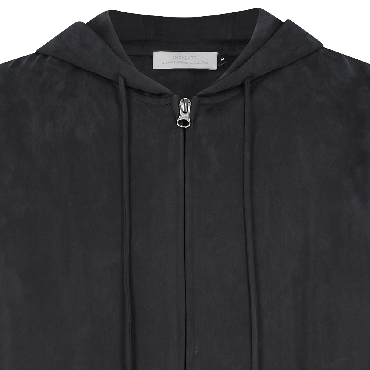 아모멘토 큐프로 후드 집업 점퍼 블랙 - 26SS(Amomento Cupro Hood Zip Up Jumper Black - 26SS) - 3