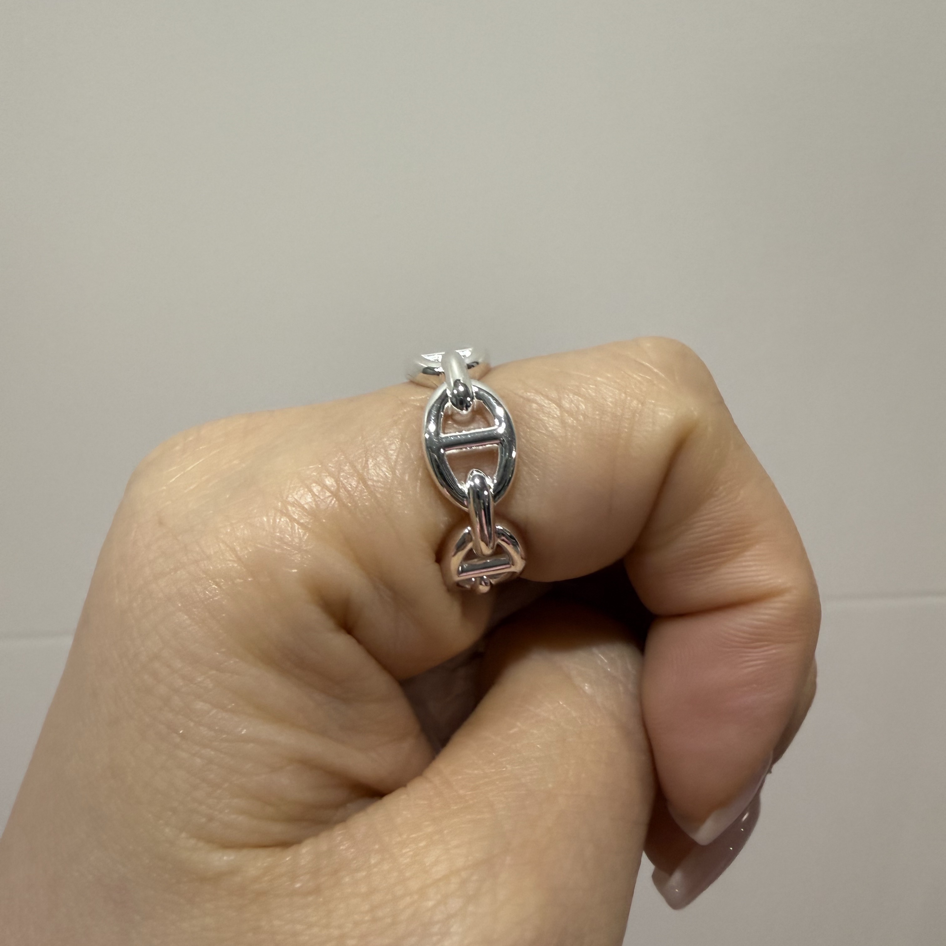 (W) Hermes Small Chaine D'Ancre Enchainee Ring Sterling Silver 착용 스타일 - 2