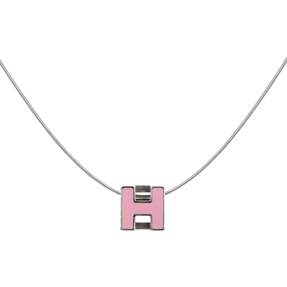 ITM7CQQ2E4AJ Hermes Pink Cage Silver Necklace A-B49633