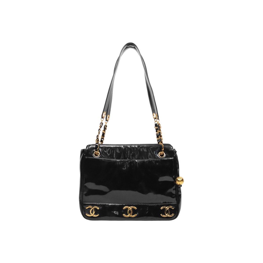 ITBVD7WNT44I Chanel Black Patent Triple CC Chain Shoulder Bag