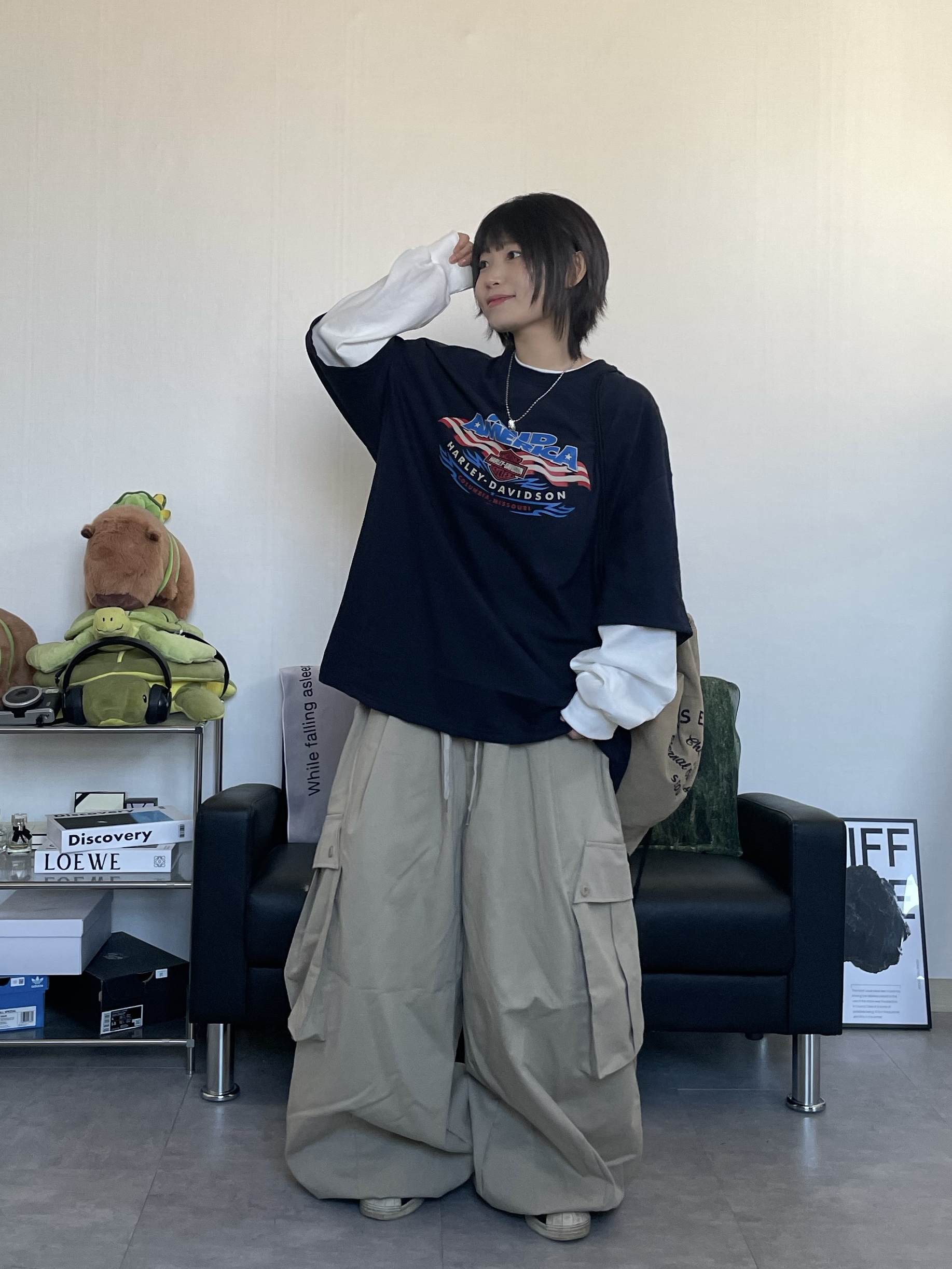 Deus Ex Machina String Bag Tan 착용 스타일 - 3