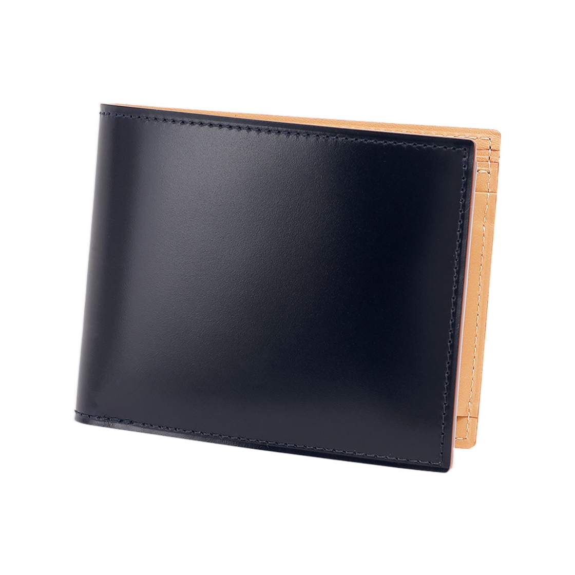 간조 코도반 코인 포켓 바이폴드 지갑 네이비(Ganzo Cordovan Bi-Fold Wallet with Coin Pocket Navy) - 1
