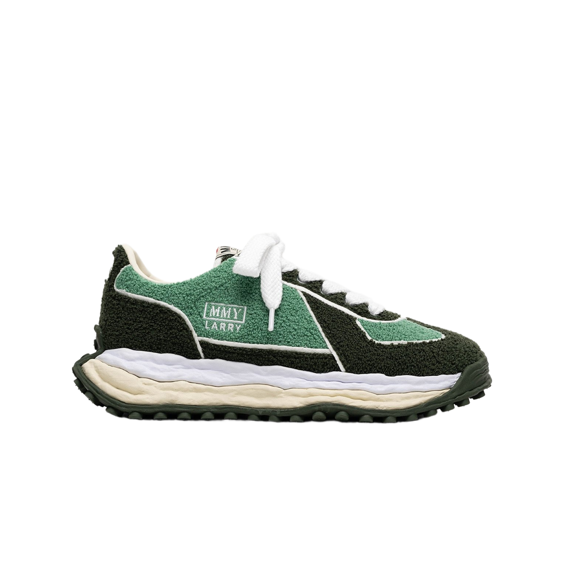 메종 미하라 야스히로 래리 OG 솔 셔닐 자수 캔버스 로우탑 스니커즈 그린(Maison Mihara Yasuhiro Larry OG Sole Chenille Embroidered Canvas Low-Top Sneakers Green) - 1
