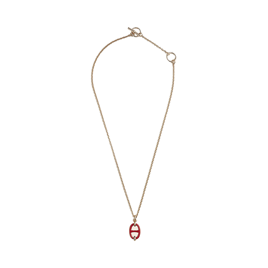 (W) 에르메스 미니 마이옹 펜던트 스몰 모델 & 옐로우 골드 하드웨어 루즈 비프((W) Hermes Mini Maillon Pendant Small Model & Yellow Gold Rouge Vif) - 2