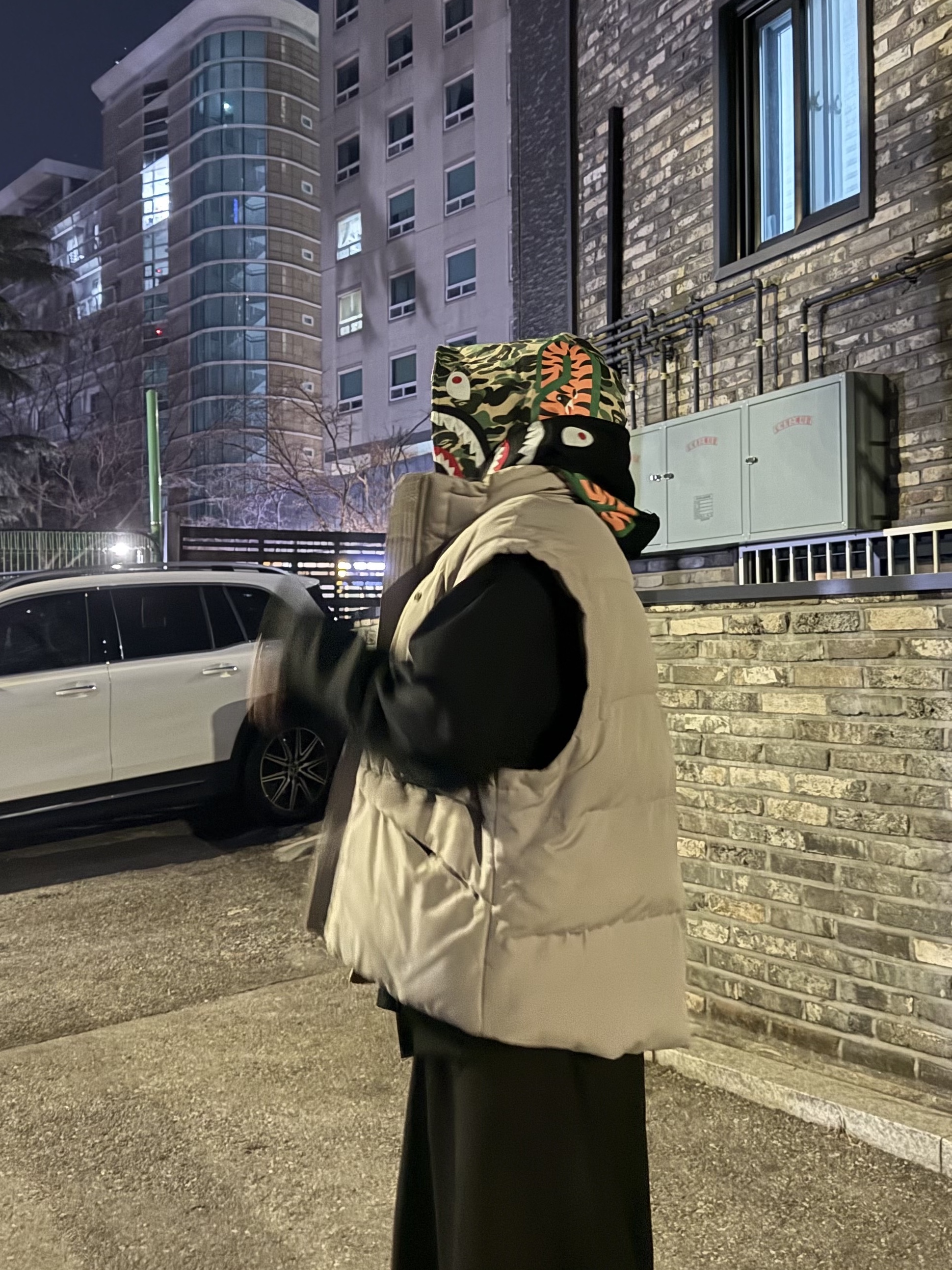 BAPE ABC Camo Shark Wide Fit Full Zip Hoodie Black 착용 스타일 - 3