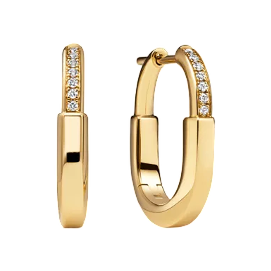 74366031 Tiffany & Co. Tiffany Lock Small Earrings Yellow Gold with Diamonds