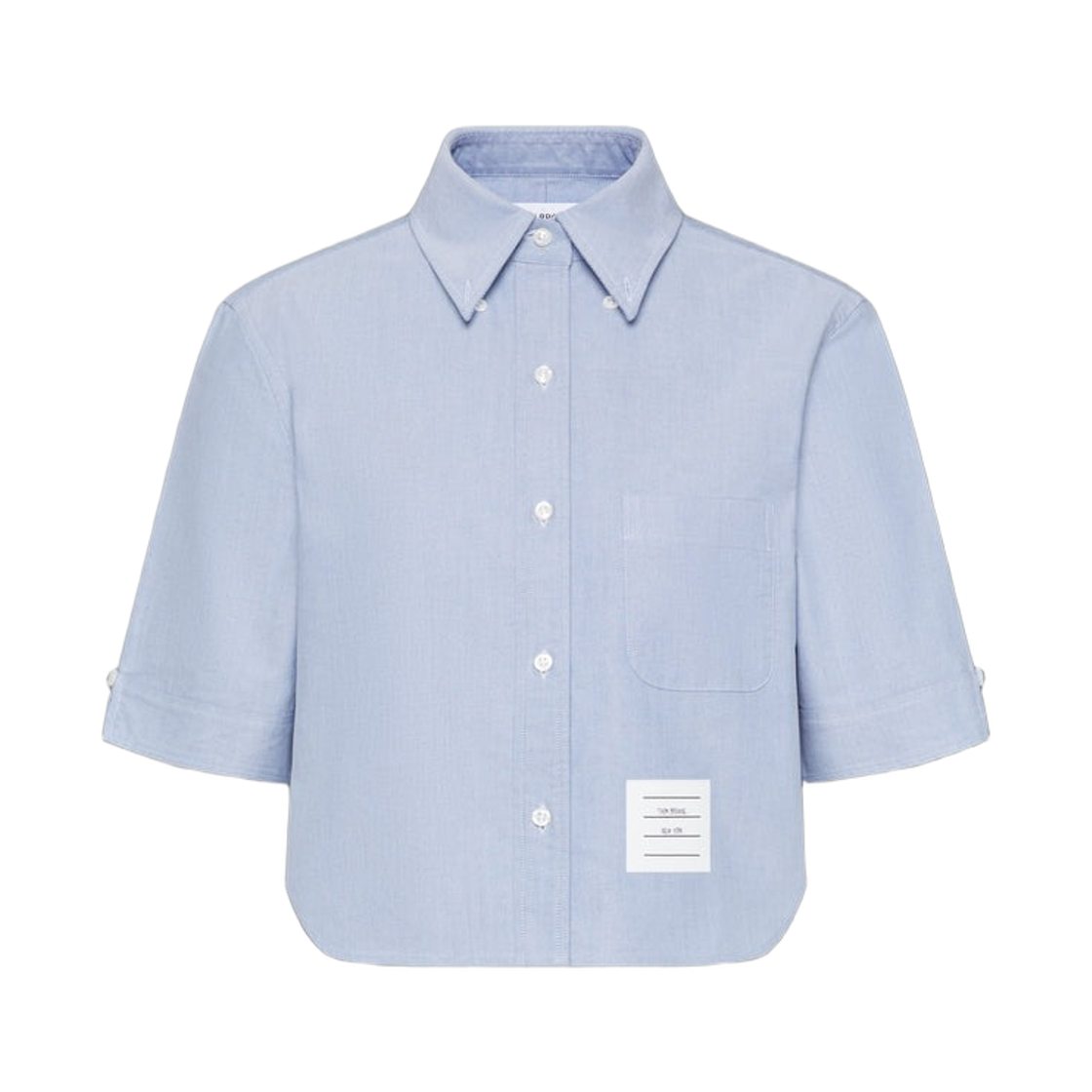 FLL205A-F0313-480 (W) Thom Browne Oxford Cropped Short Sleeve Shirt Light Blue