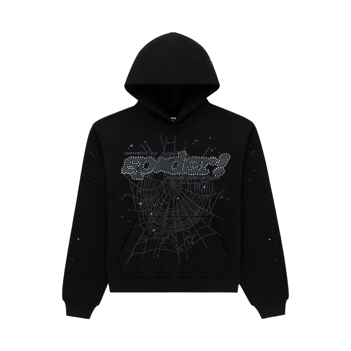 - Sp5der Rhinestone Punk V2 Hoodie Black