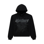 Sp5der Rhinestone Punk V2 Hoodie Black