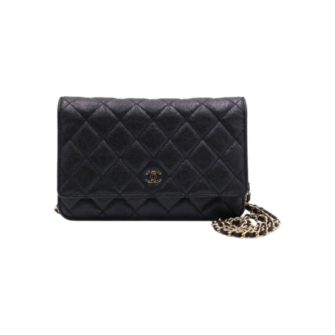 ITB9K48H49ID Chanel Metallic Pearl Caviar WOC with Gold CC Chain Shoulder and Crossbody Bag AA61220