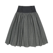 (W) Coyseio Double Button Stripe Skirt Black