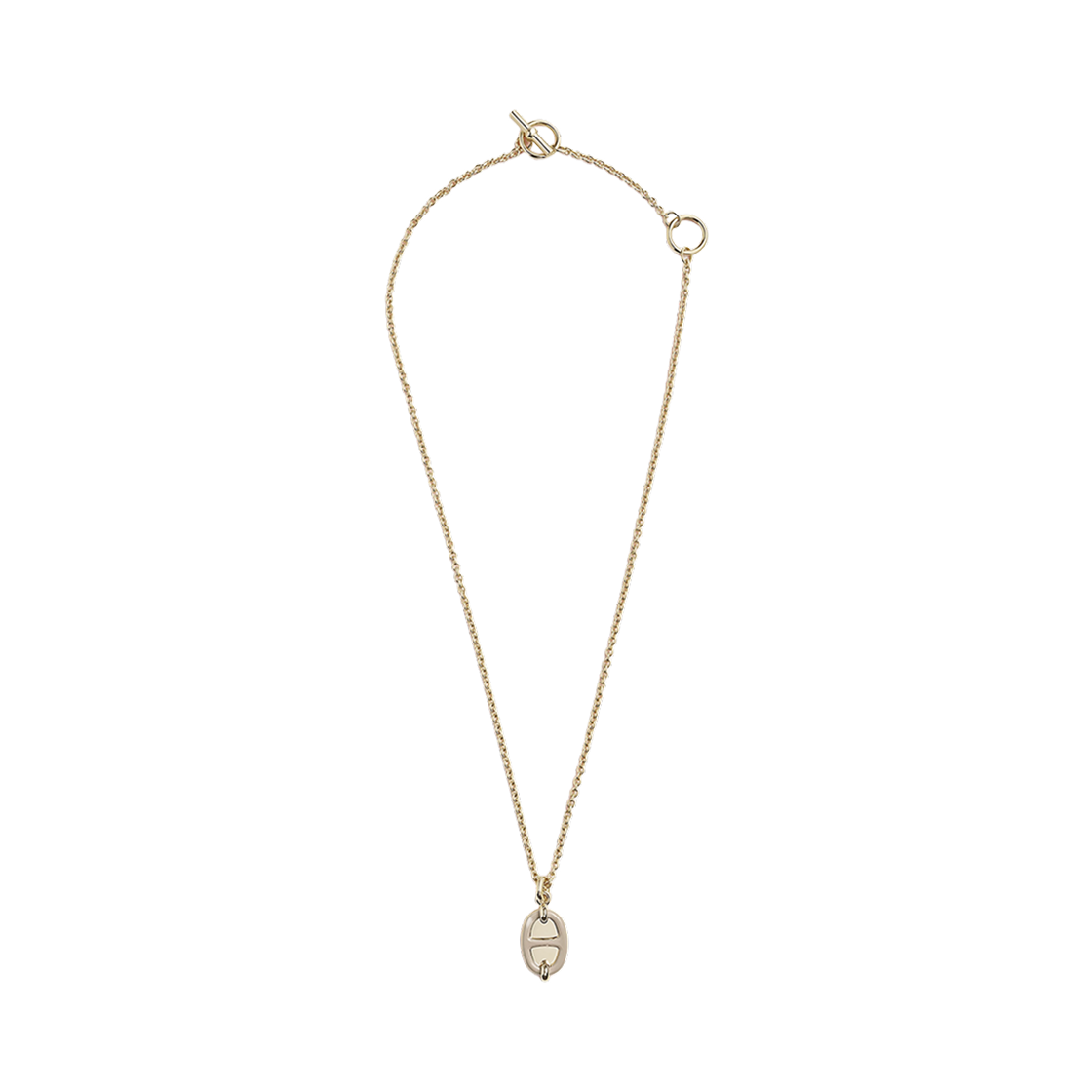 (W) 에르메스 미니 마이옹 펜던트 스몰 모델 메탈 옐로우 골드 하드웨어 & 마롱 글라세((W) Hermes Mini Maillon Pendant Small Model Metal Yellow Gold & Marron Glace) - 2