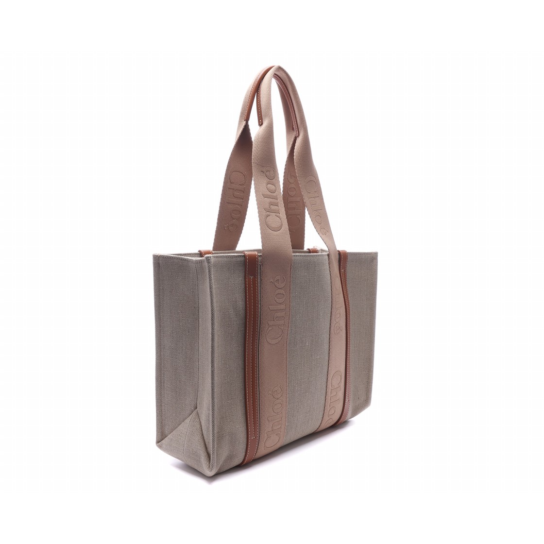 [25% 쿠폰] 끌로에 린넨 우디 토트백 소프트 탄([25% 쿠폰] Chloe Linen Woody Tote Bag Soft Tan) - 2