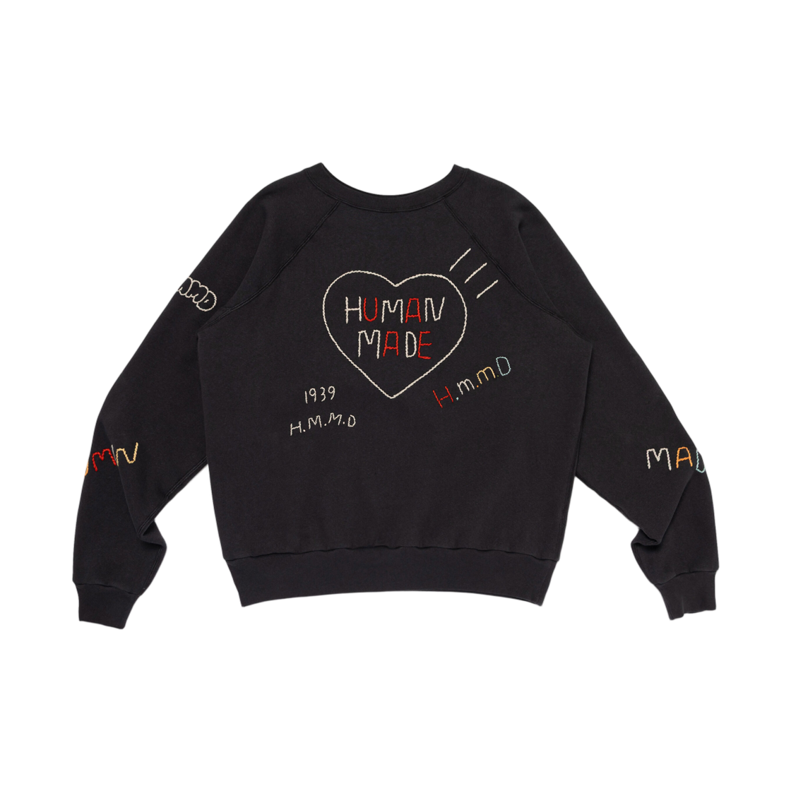 휴먼 메이드 자수 스웨트셔츠 블랙(Human Made Embroidered Sweatshirt Black) - 1