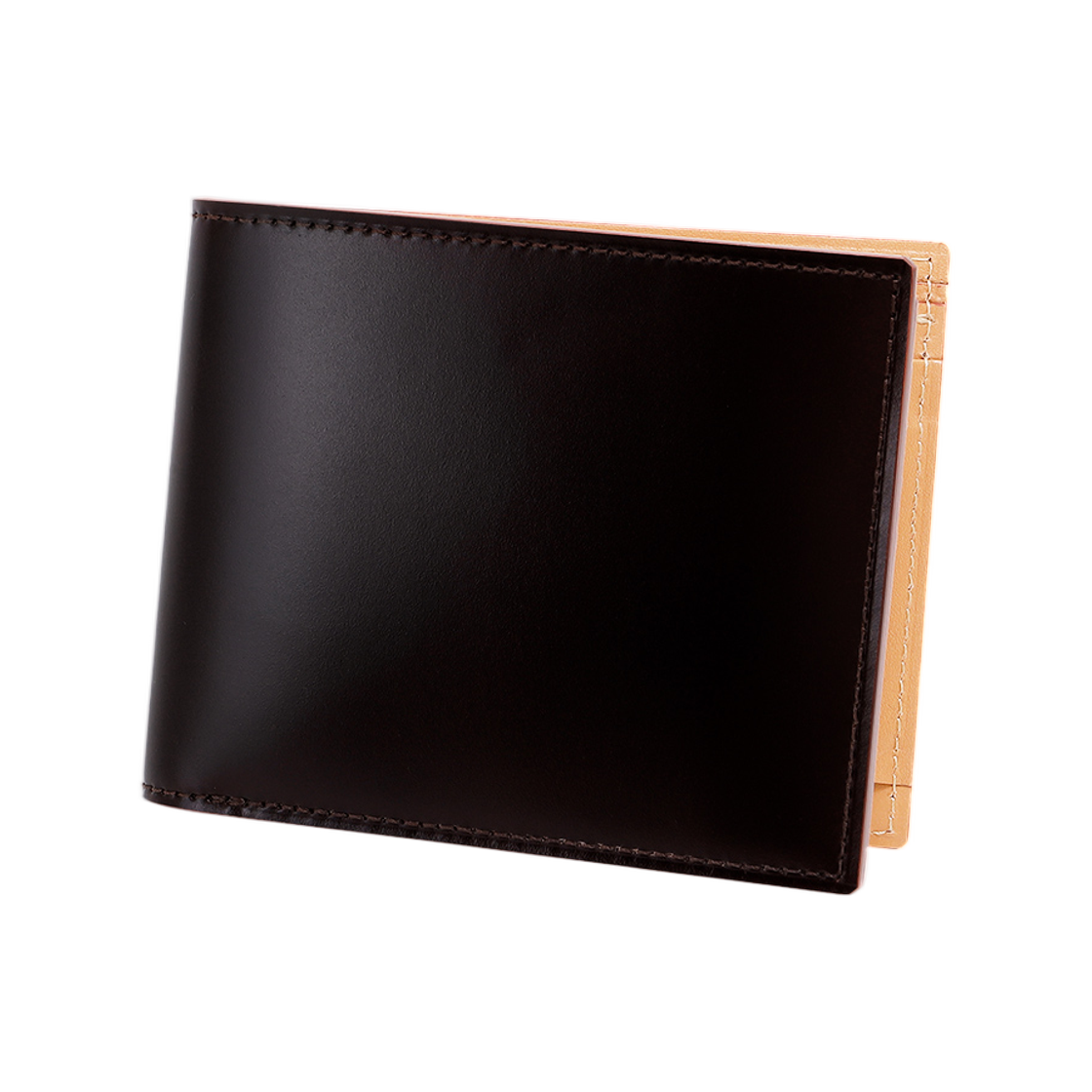 간조 코도반 코인 포켓 바이폴드 지갑 다크 브라운(Ganzo Cordovan Bi-Fold Wallet with Coin Pocket Dark Brown)