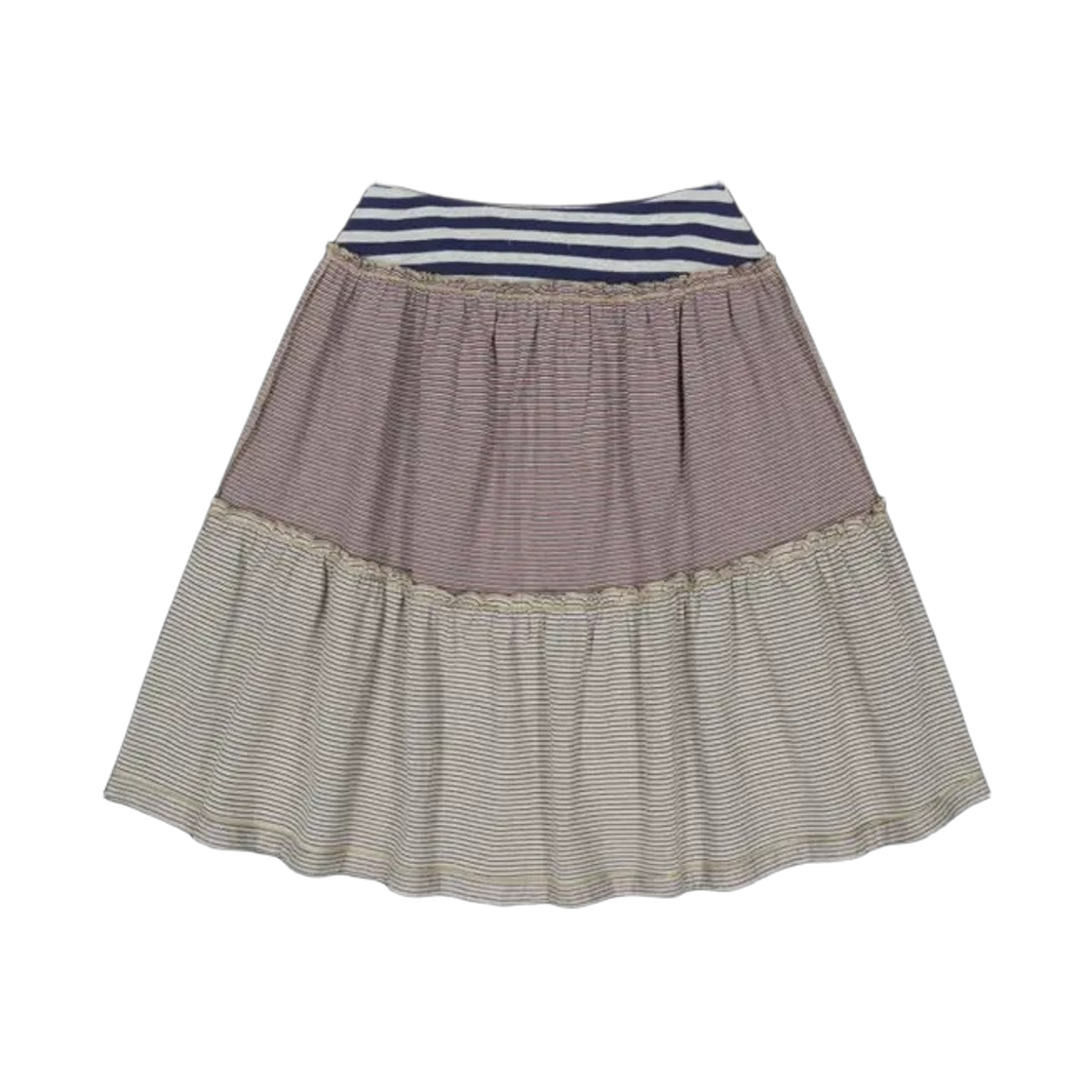(W) 코이세이오 컬러드 스트라이프 미디 스커트 베이지((W) Coyseio Colored Stripe Midi Skirt Beige) - 2