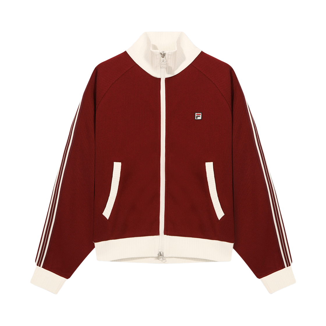[6% 적립] 휠라 1911 여성 니트트랙 집업 다크 레드([6% 적립] FILA 1911 Women knit Track Zip-Up Dark Red)