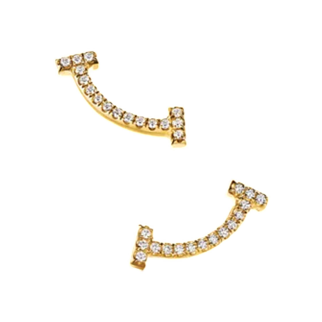 티파니 앤 코 티파니 T 스마일 미니 이어링 옐로우 골드 다이아몬드(Tiffany & Co. Tiffany T Smile Mini Earrings Yellow Gold with Diamonds)