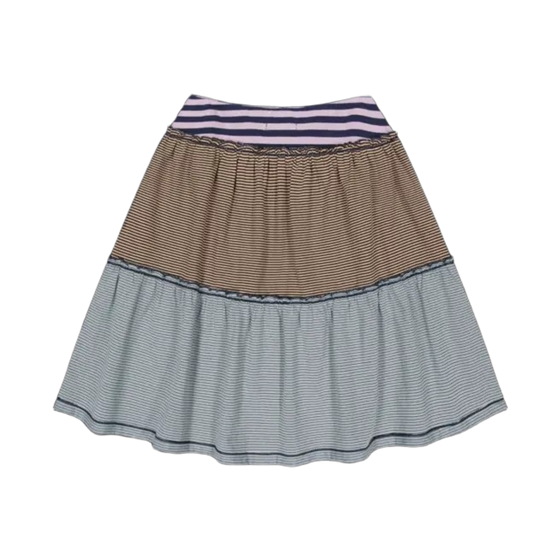 (W) 코이세이오 컬러드 스트라이프 미디 스커트 퍼플((W) Coyseio Colored Stripe Midi Skirt Purple) - 2