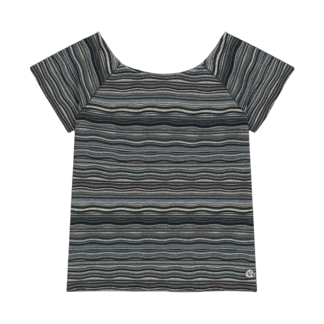 (W) 코이세이오 웨이브 스트라이프 니트 티셔츠 네이비((W) Coyseio Wave Stripe Knit T-Shirt Navy) - 1