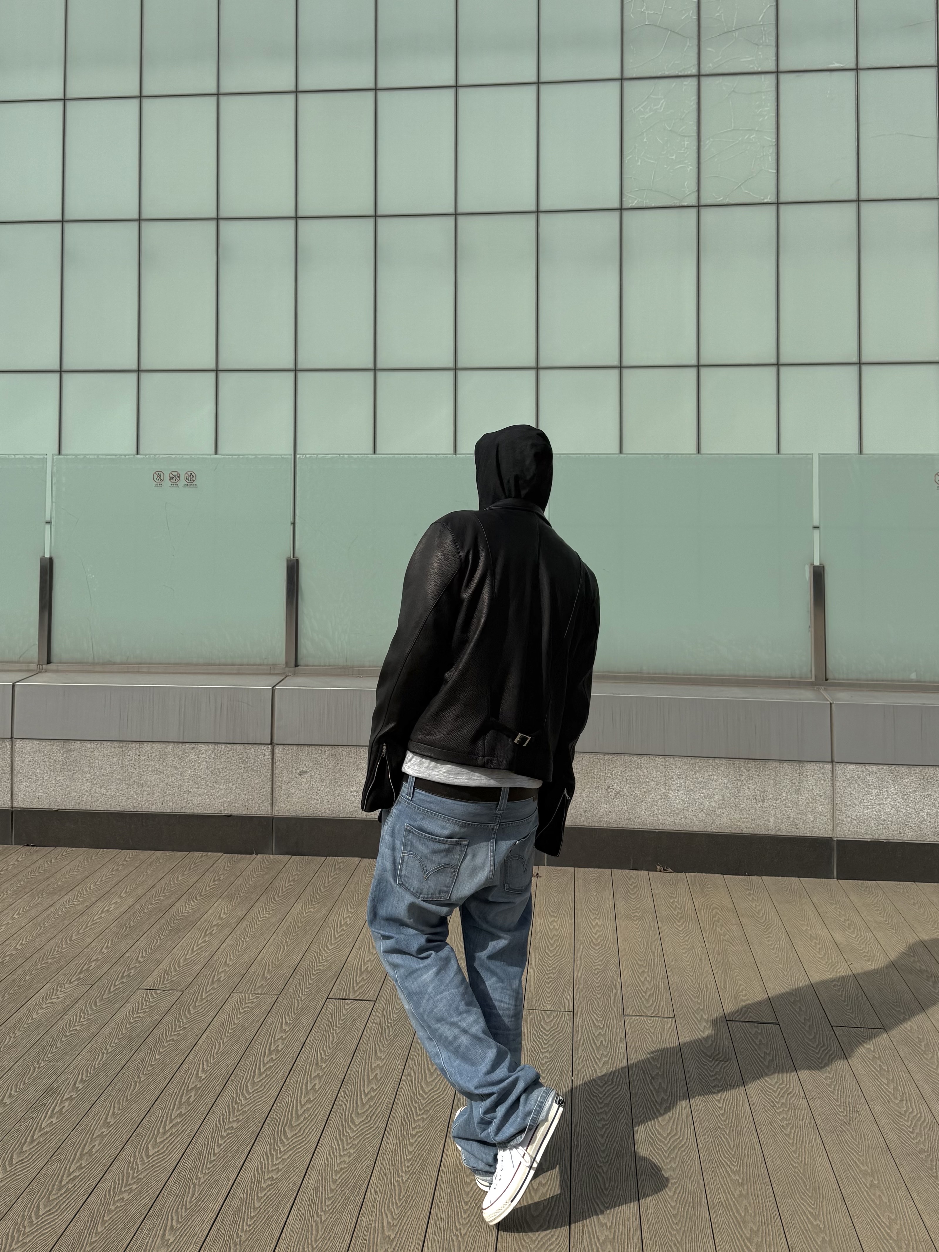 Undermycar Goatskin Slim Standard Blouson Black 착용 스타일 - 2