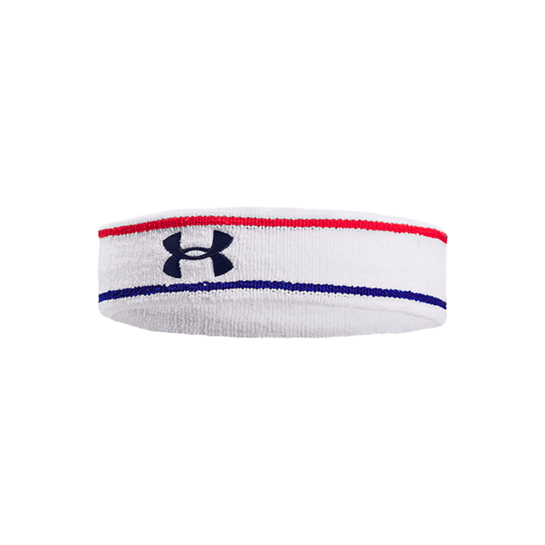 언더아머 UA 스트라이프 퍼포먼스 테리 헤드밴드 화이트 네이비(Under Armour UA Stripe Performance Terry Headband White Navy) - 1