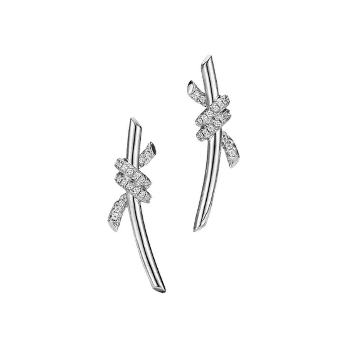 티파니 앤 코 티파니 노트 이어링 화이트 골드 다이아몬드(Tiffany & Co. Tiffany Knot Earrings White Gold with Diamonds) - 1