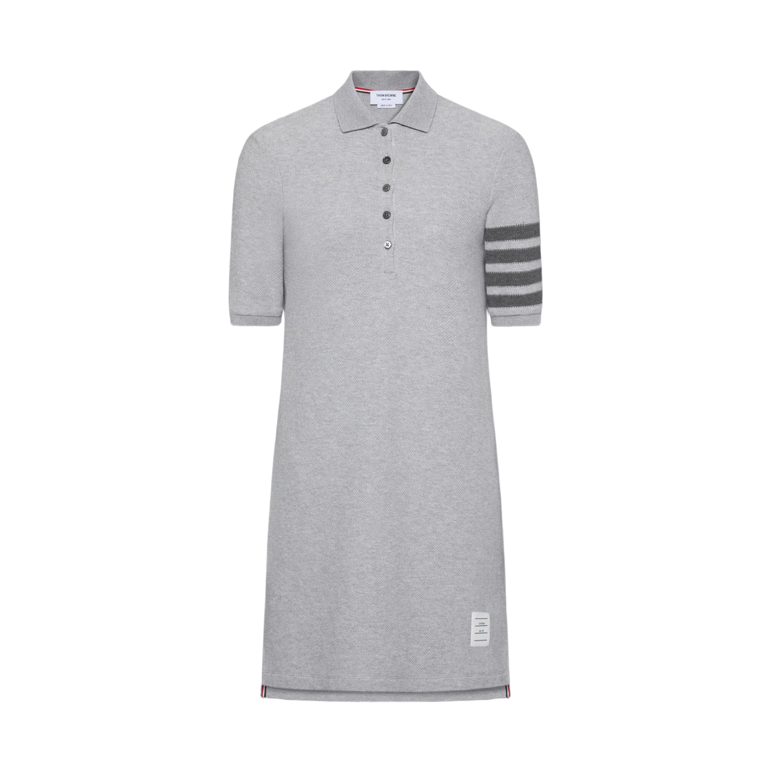 FJD134A-J0248-050 (W) Thom Browne Textured Pique 4-Bar Polo Dress Pale Grey