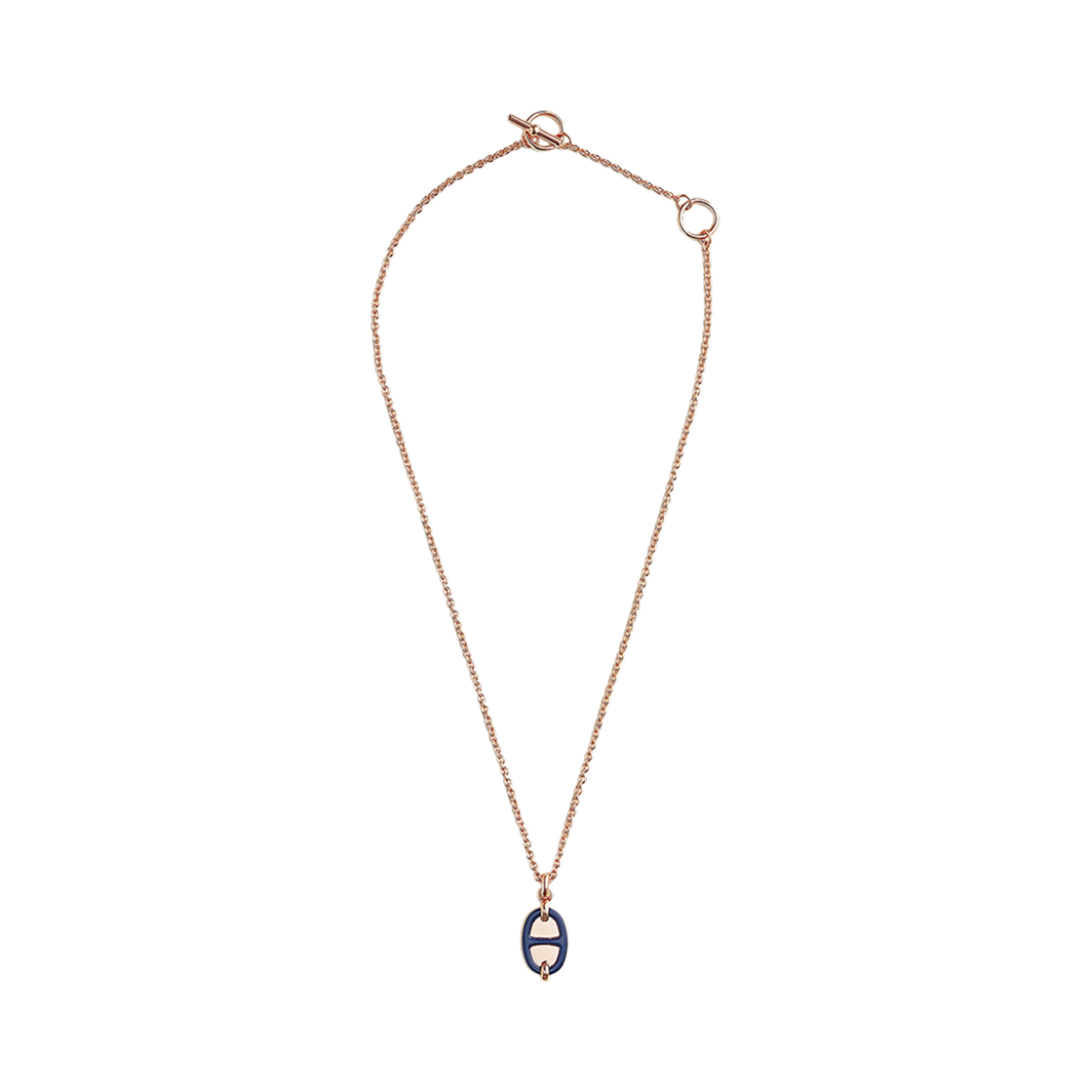(W) 에르메스 미니 마이옹 펜던트 스몰 모델 & 로즈 골드 하드웨어 블루 사피흐((W) Hermes Mini Maillon Pendant Small Model & Rose Gold Bleu Saphir) - 2