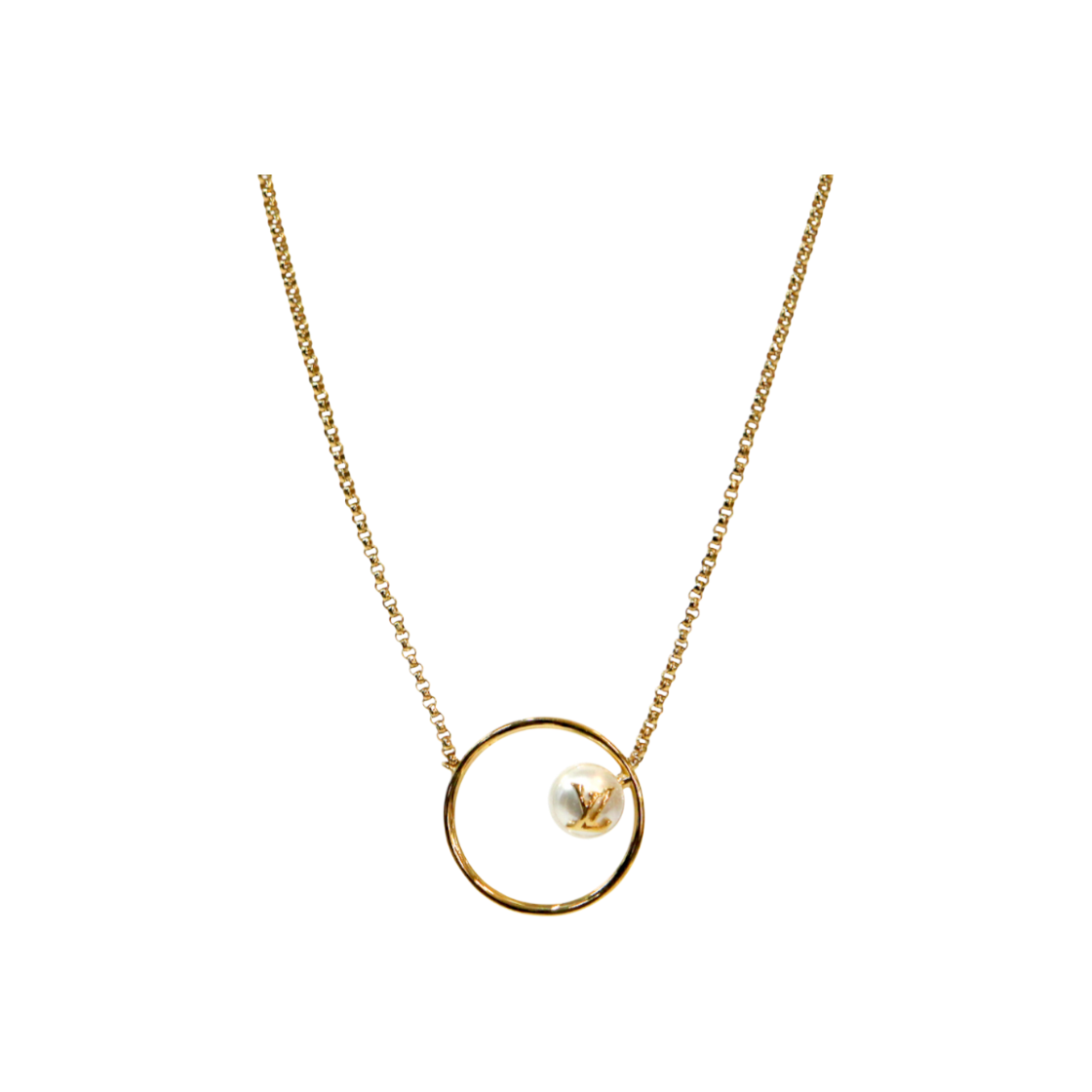 IT4I9D2SU6R4 Louis Vuitton LV Eclipse Circle Pearl Gold Necklace A-B49769