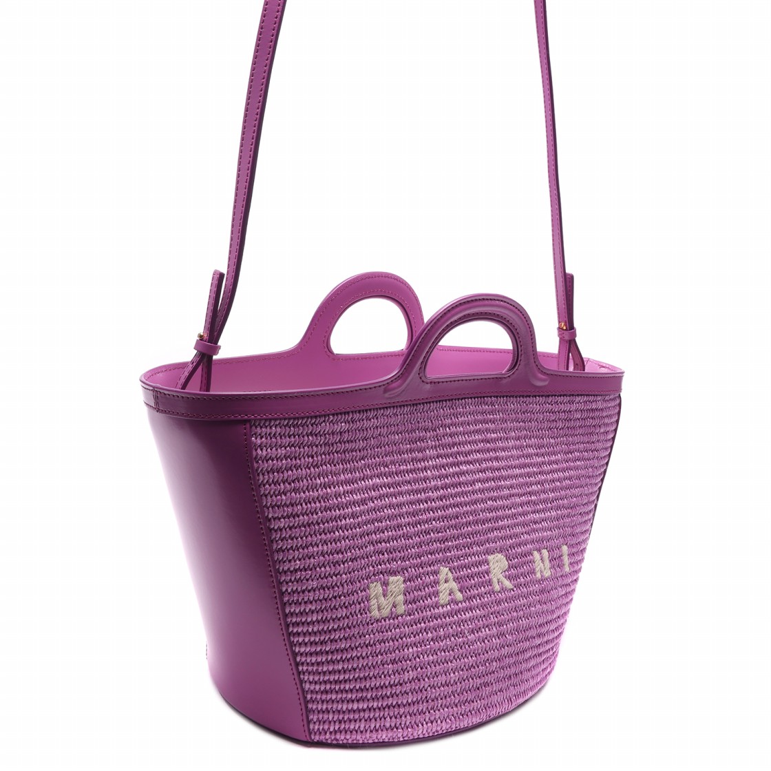 [25% 쿠폰] 마르니 레더 & 라피아 트로피칼리아 스몰백 라이트 라일락([25% 쿠폰] Marni Leather & Raffia Tropicalia Small Bag Light Lilac) - 3