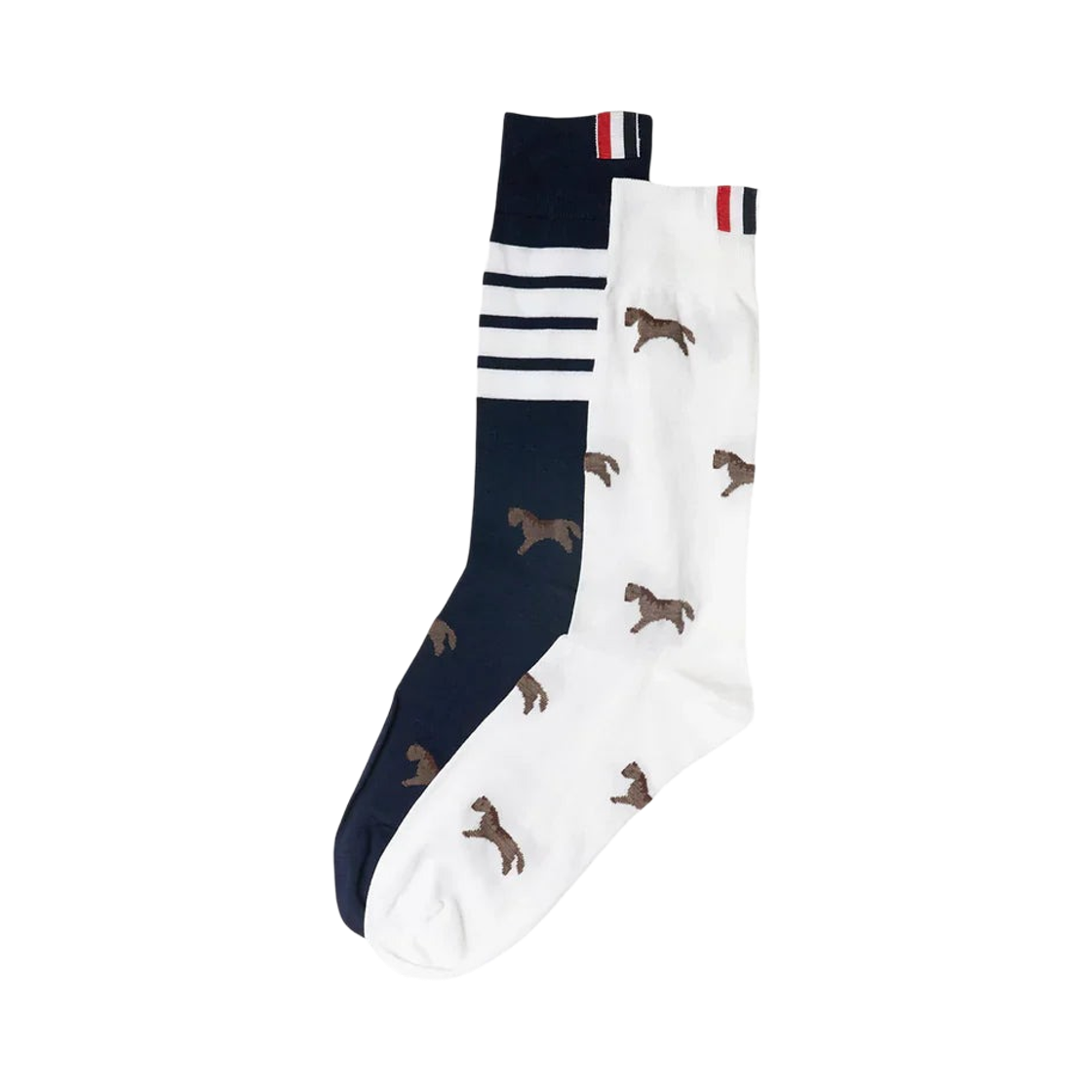 톰브라운 루나 뉴 이어 홀스 미드 삭스 네이비 화이트(Thom Browne Lunar New Year Horse Mid Socks Navy White)