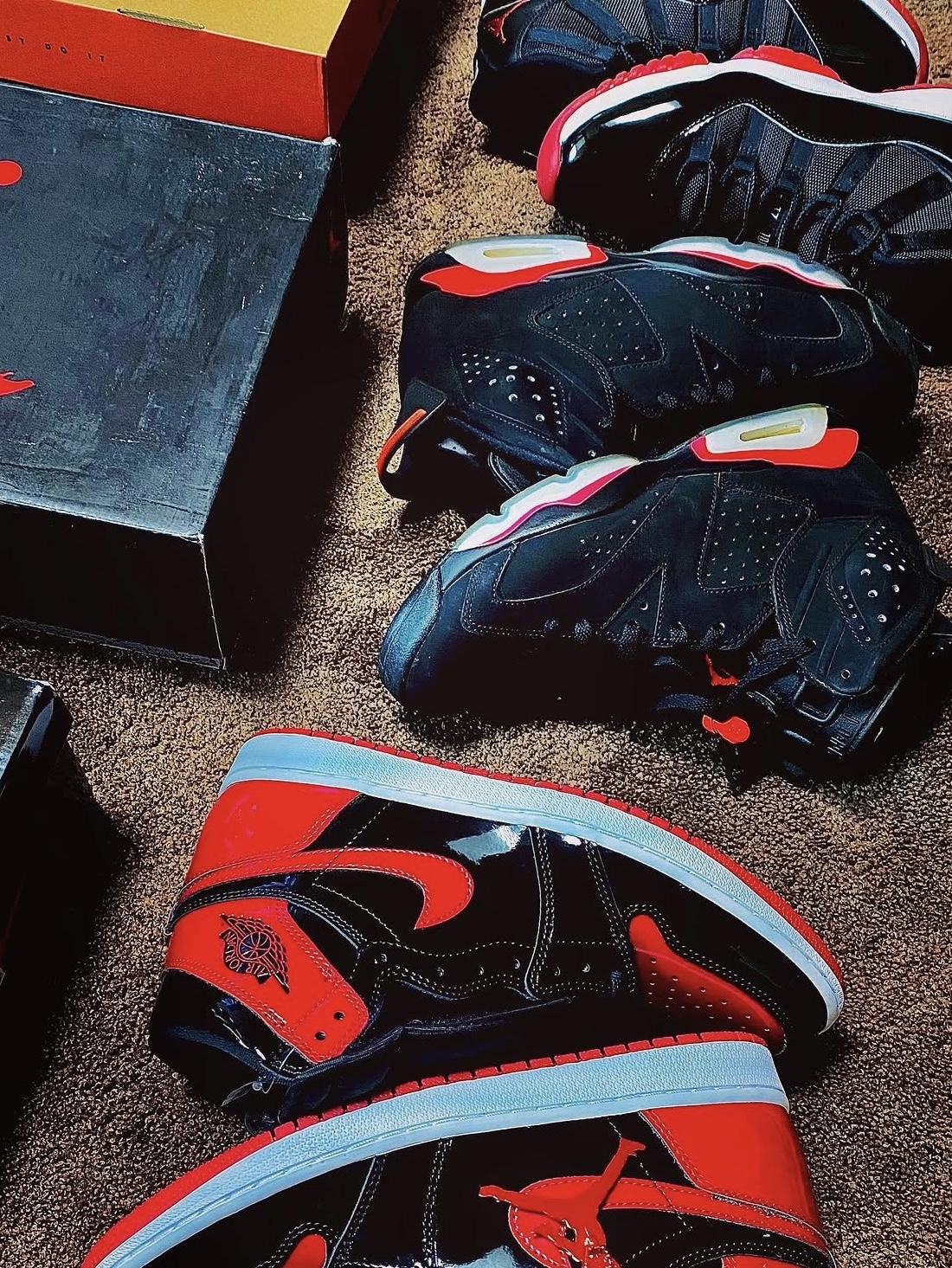 Jordan 1 Retro High OG Patent Bred, Jordan 11 Retro Bred 2019 착용 스타일