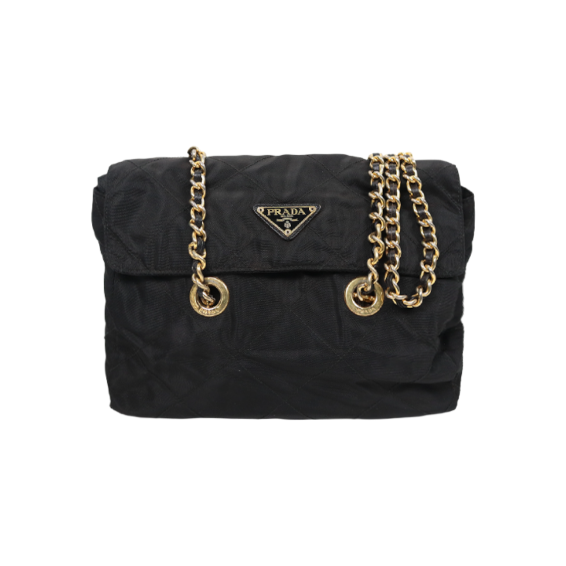 ITP8TKI3PBE2 Prada Black Re-Nylon Quilted Chain Shoulder Bag C-A49150