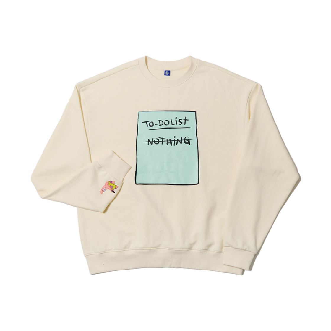 댄꼼마 x 스폰지밥 뚱이 오늘 할일 스웨트셔츠(DANCOMMA x SpongeBob SquarePants Patrick Star To-Do List Sweatshirt)