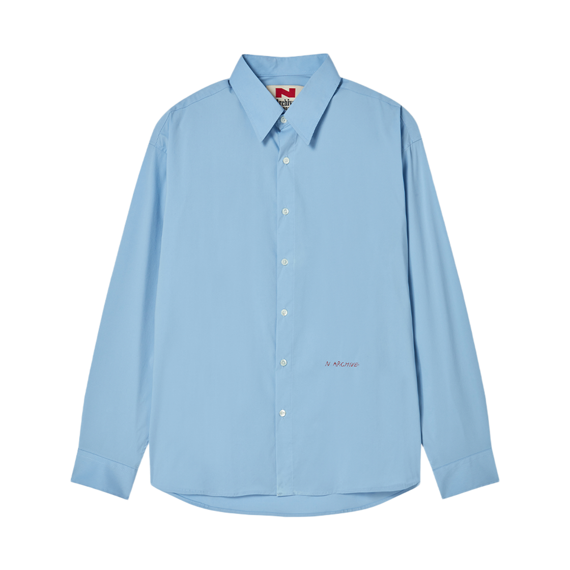 엔 아카이브 파인 코튼 로고 셔츠 블루