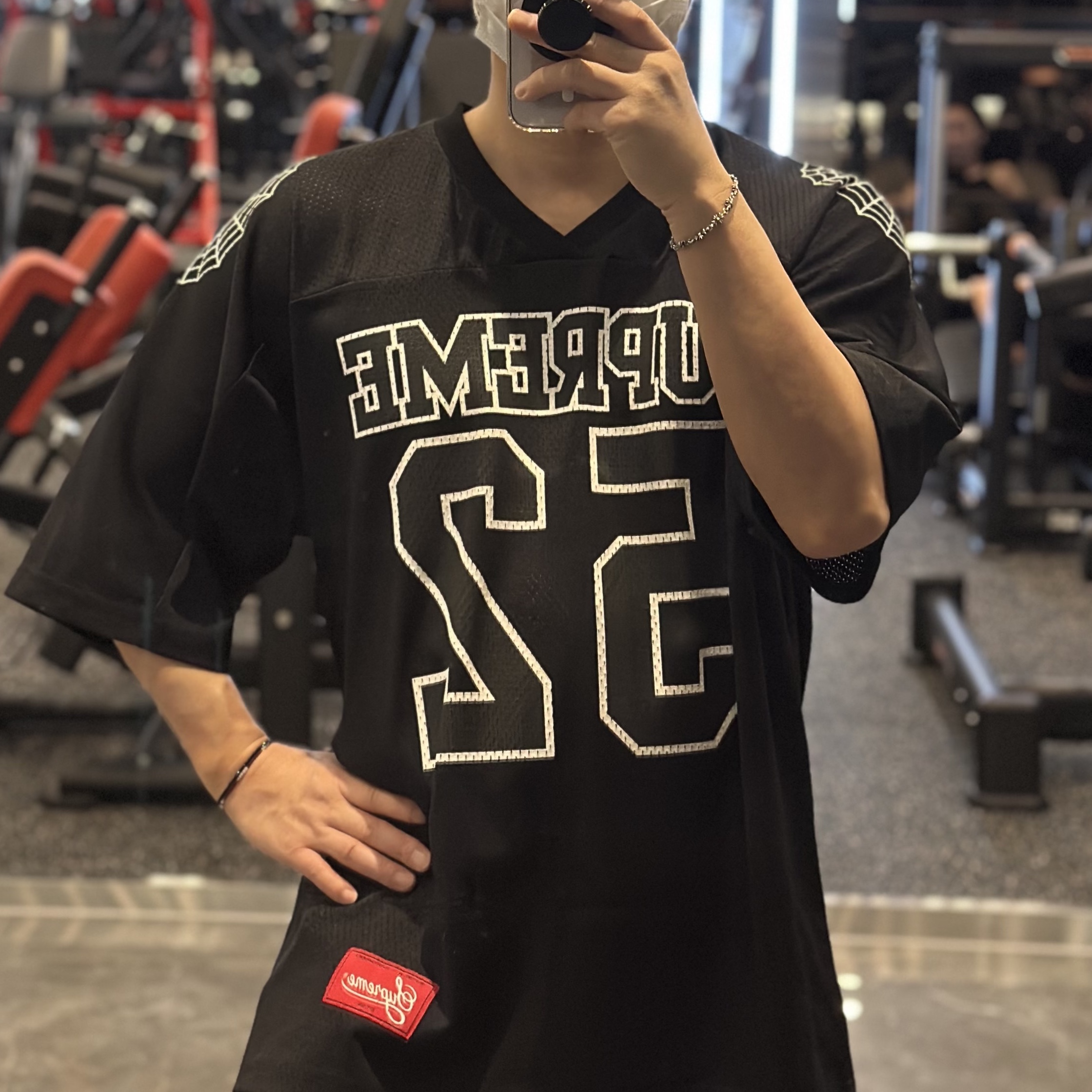 Supreme Spiderweb Football Jersey Black - 24SS 착용 스타일
