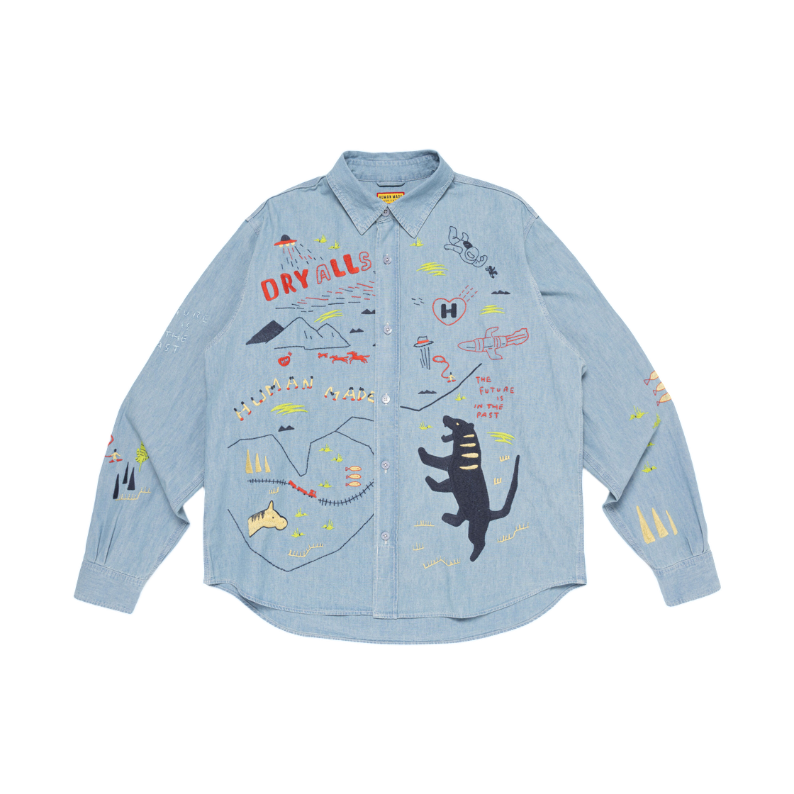 휴먼 메이드 자수 샴브레이 셔츠 블루(Human Made Embroidered Chambray Shirt Blue) - 1